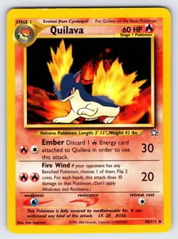 Quilava 46/111 2000 Neo Genesis Pokemon Card TCG Vintage WOTC Uncommon - Lp - Image 1