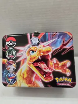 Pokemon Charizard Empty Storage Tin Chest TCG Inc Stickers and Small Card Folder - Image 1