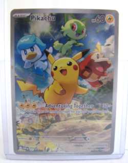 Pokemon Pikachu 027 Paldea Evolved Black Star Promo Full Art Holo Card NM - Image 1