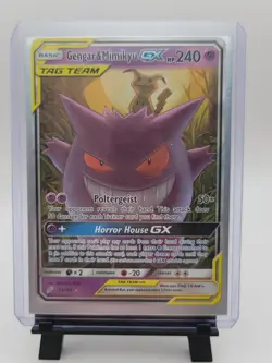 Gengar & Mimikyu GX 53/181 + : Lot of 14 TCG Gengar Cards, Tin, and Sleeves - Image 1