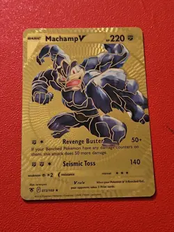 Machamp VHP 220 Revenge Buster Seismic toss Gold Foil Fan Art Pokemon Card - Image 1