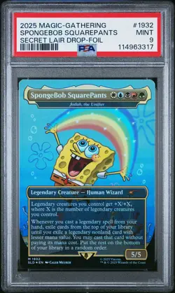 2025 MTG SECRET LAIR DROP FOIL #1932 SPONGEBOB SQUAREPANTS PSA 9 - Image 1