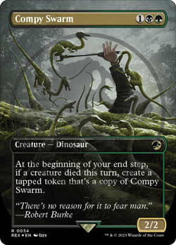 Compy Swarm Emblem (Borderless) [Jurassic World Collection Tokens] Magic MTG - Image 1