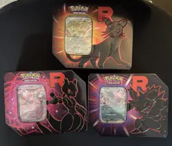 Pokemon Team Rocket Tins 3x + Promo - No Packs Empty For Display Mewtwo - Image 1