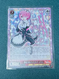 Weiss Schwarz Re:Zero Maid Ram SP Signed Holo Card Level 3 Great - Image 1