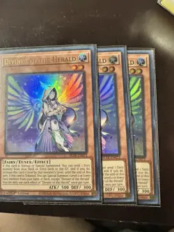 LP Yu-Gi-Oh! Ultra Rare Diviner of the Herald Holo Foil Card Play Set Of 3 - Image 1