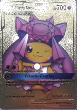 Pikachu Mega Diancie Gold Foil Cosplay Display Card HP700 Fan Art - Image 1