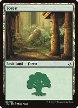 Forest #199 3x FOIL HOU MTG Hour of Devastation Basic Land MINT green - Image 1