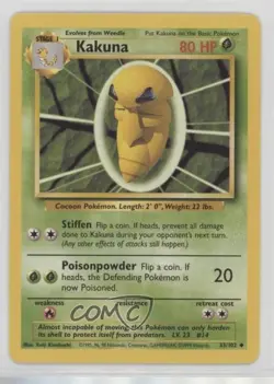 Kakuna Pokemon Base Set #33 1999 - Image 1