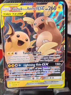 Raichu & Alolan Raichu GX Tag Team 54/236 Pokemon Unified Minds Ultra Rare Holo - Image 1