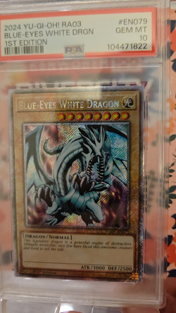 Blue-Eyes White Dragon Yugioh 2024 RA03-EN079 Quarter Century Secret 1st PSA 10 - Image 2