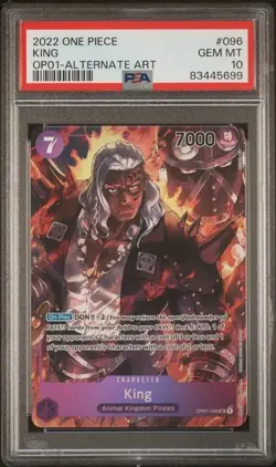 PSA 10 GEM MINT King OP01 096 Alt Art Romance Dawn One Piece Card Pre-Errata - Image 1