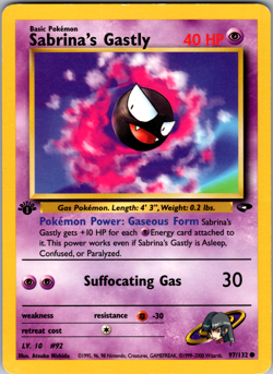 Sabrina's Gastly 97/132 1st Edition- MP Gym Heroes- Vintage Pokemon Card - Image 1