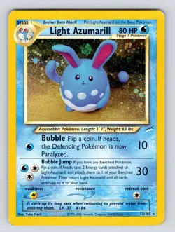 Light Azumarill 13/105 - Neo Destiny - Holo Pokemon TCG Card WOTC MP - Image 1