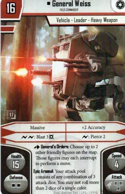 Star Wars Imperial Assault General Weiss Alternate Art Promo Card Asmodee - Image 1