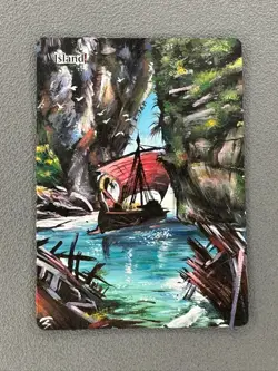 Island Basic Land NEW MTG Hand Painted Borderless Extended Full Altered Art f S - Image 1