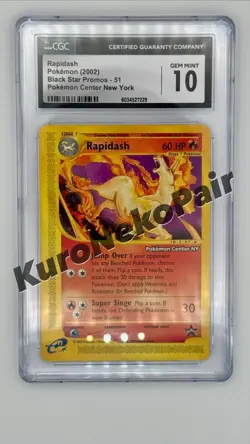 Rapidash 51 Black Star Promo - WOTC Pokemon Center NY Promo CGC GEM MT 10 - Image 1