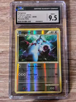 2011 Pokemon Call of Legends Zangoose Reverse Holo #39 CGC Mint+ 9.5 - Image 1