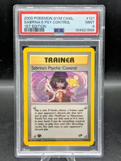 2000 SABRINA'S PSYCHIC CONTROL #121/132 POKEMON GYM CHALLENGE 1ST EDITION PSA 9 - Image 1