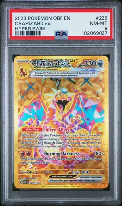 2023 POKEMON OBF EN-OBSIDIAN FLAMES HYPER RARE #228 CHARIZARD EX PSA 8 - Image 1
