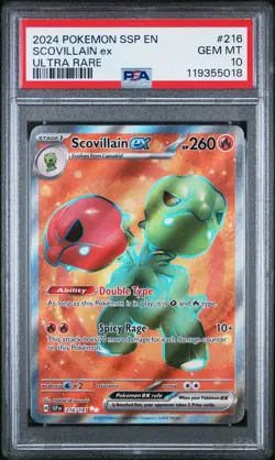2024 POKEMON SSP EN-SURGING SPARKS ULTRA RARE #216 SCOVILLAIN EX PSA 10 - Image 1