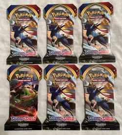 Pokemon TCG: Sword and Shield Base Set Sleeved Booster Pack X 6 - Image 1