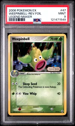 2006 POKEMON EX LEGEND MAKER #47 WEEPINBELL-REVERSE FOIL PSA 9 - Image 1