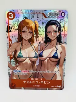 One Piece Goddess Nami X Nico Robin #9 DIY Doujin Kawaii Art Holo Card - Image 1