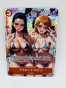One Piece Goddess Nami X Nico Robin #12 DIY Doujin Kawaii Art Holo Card - Image 1
