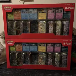 2 Pokemon TCG Prismatic Evolutions Costco 8 Mini-Tin Bundle w/Promo Cards SEALED - Image 1
