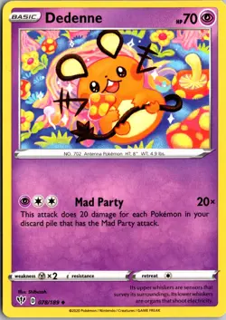 Dedenne Uncommon Prize Pack Series Cards 078/189 NM - Image 1