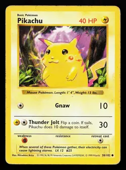 Pikachu Red Cheeks 58/102 Base Set (Shadowless) Pokemon Card - Image 1