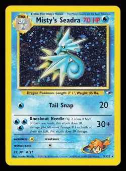 Misty's Seadra 9/132 Holo Rare Gym Heroes Pokemon Card - Image 1