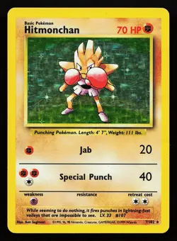 Hitmonchan 7/102 Holo Rare Base Set Pokemon Card - Image 1