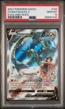 2021 POKEMON SWORD & SHIELD EVOLVING SKIES #194 FULL ART/RAYQUAZA V PSA 10 - Image 1
