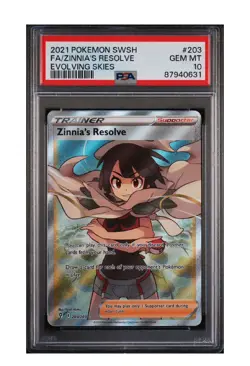PSA 10 Zinnias Resolve 203/203 Full Art 2021 Pokemon SWSH Evolving Skies #203 - Image 1