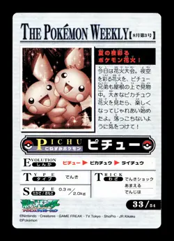 [LP] Pichu Holo Japanese Carddass The Pokemon Weekly No 33 - Image 2