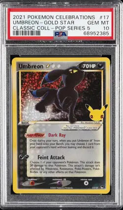 2021 POKEMON CELEBRATIONS CLASSIC COLLECTION #17 UMBREON-GOLD STAR PSA 10 - Image 1