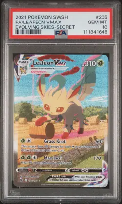 2021 POKEMON SWORD & SHIELD EVOLVING SKIES SECRET FULL ART/LEAFEON VMAX PSA 10 - Image 1