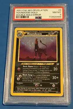 2001 Pokemon Neo Revelation 8/64 Houndoom-Holo, DOUBLE HOLO ERROR, PSA GRADE 8 - Image 1