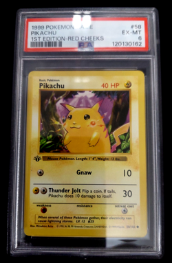 1999 Pokemon Base Set 1ST Edition Red Cheeks #58 PIKACHU PSA 6 - Image 1