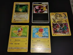 Pokemon JAPANESE ENGLISH Bee Ash's Pikachu Communication 4 Card Lot SM112 SM113 - Image 1