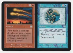Silver Signed Fire / Ice MP Apocalypse Artist Franz Vohwinkel MTG Split Card EDH - Image 1
