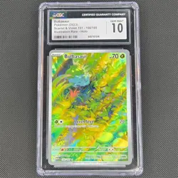 CGC 10 GEM MINT Bulbasaur 166/165 Scarlet Violet 151 Illustration Rare Pokemon - Image 1