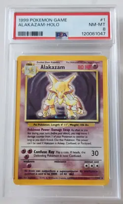 Alakazam Holo 1999 Pokemon 1/102 PSA 8 - Base Set Vintage Tcg 1999 Grail - Image 1