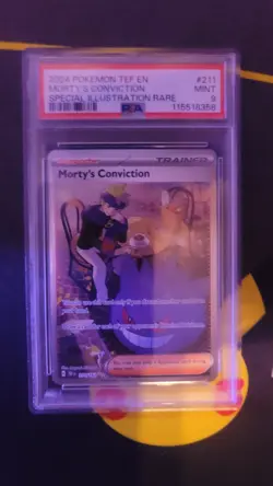 Pokemon Morty's Conviction 211/162 Temporal Forces Special Illustration PSA 9 - Image 1