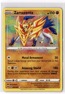 Pokemon Zamazenta 102/185 SWSH04: Vivid Voltage Amazing Rare NM - Image 1