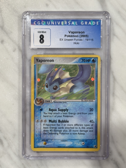 Vaporeon 19/115 2005 EX Unseen Forces Holo Graded 8 Pokemon Card - Image 1