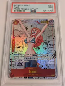 Nami Manga Alt Art OP01-016 PRB-01 English One Piece Trading Card PSA 9 - Image 1