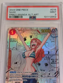 Nami Manga Alt Art OP01-016 PRB-01 English One Piece Trading Card PSA 9 - Image 2